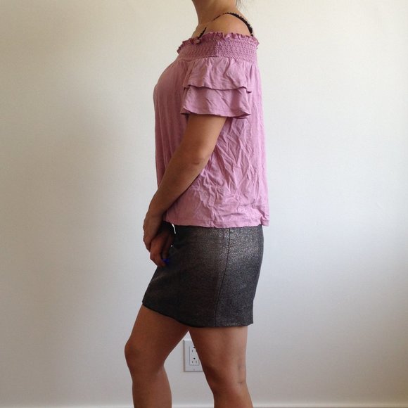 American Eagle - Dust Pink Off The Shoulder Top - Picture 13 of 15